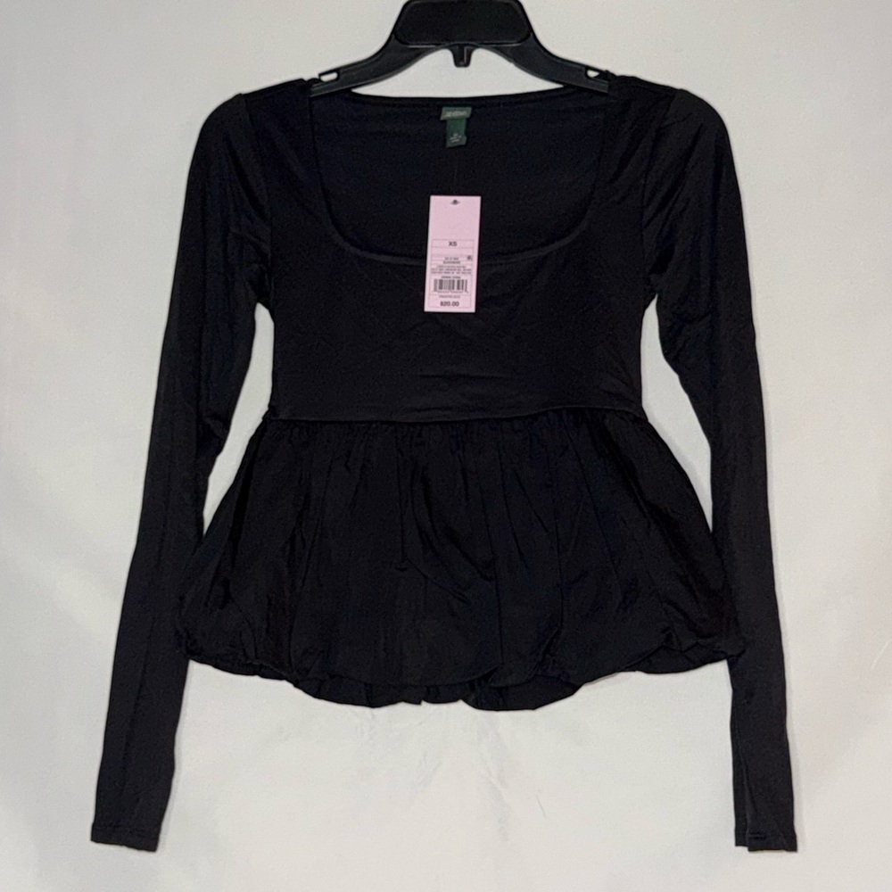 Wild Fable Black Peplum Bubble Blouse | Size XS | NWT - Picture 2 of 4